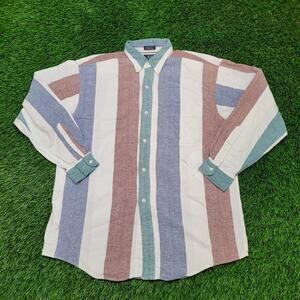 Vintage Arrow Carriage Trade Button Shirt L 23x31 USA Vertical Striped 90s
